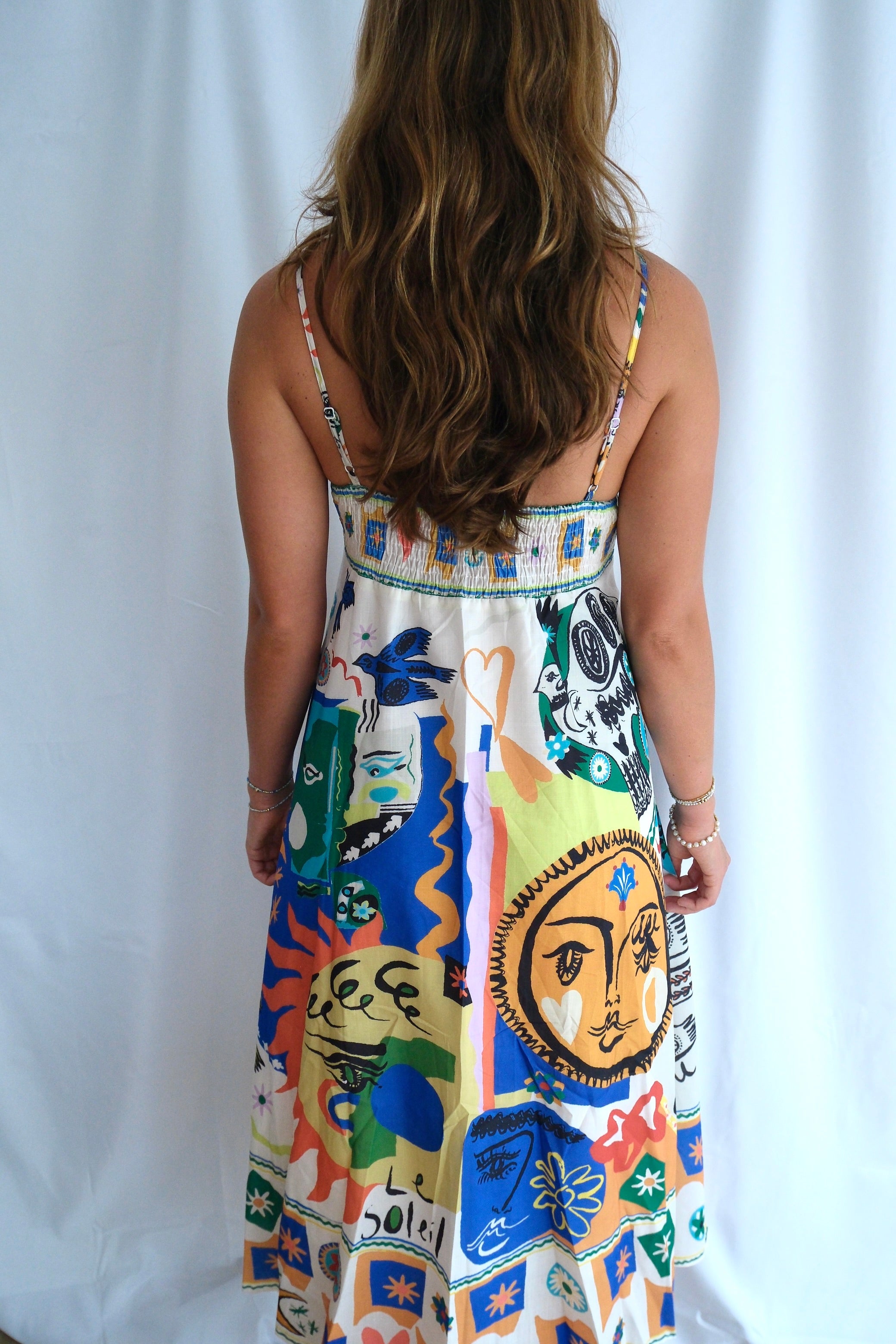Colorblock Art Print Midi Dress