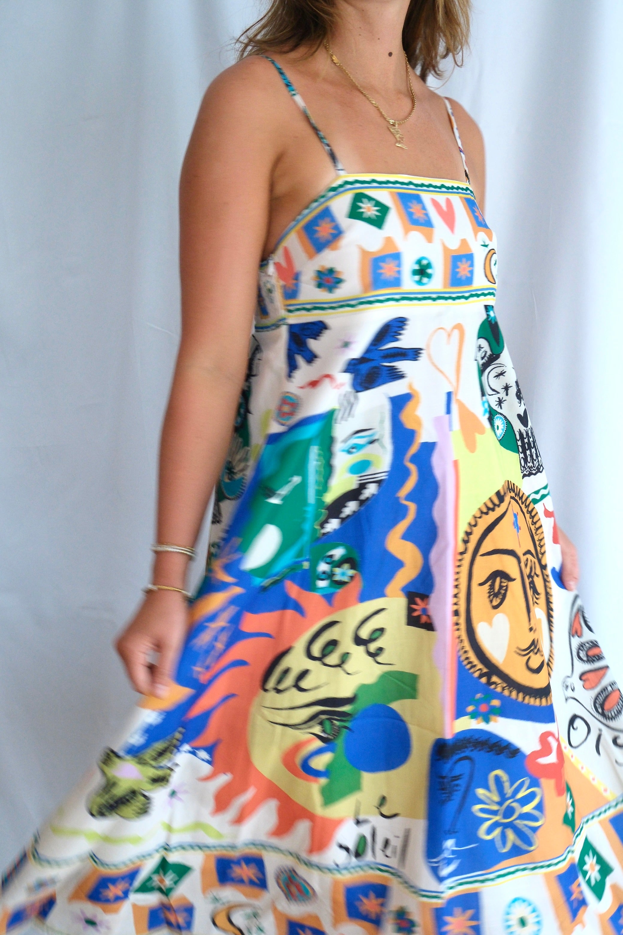 Colorblock Art Print Midi Dress