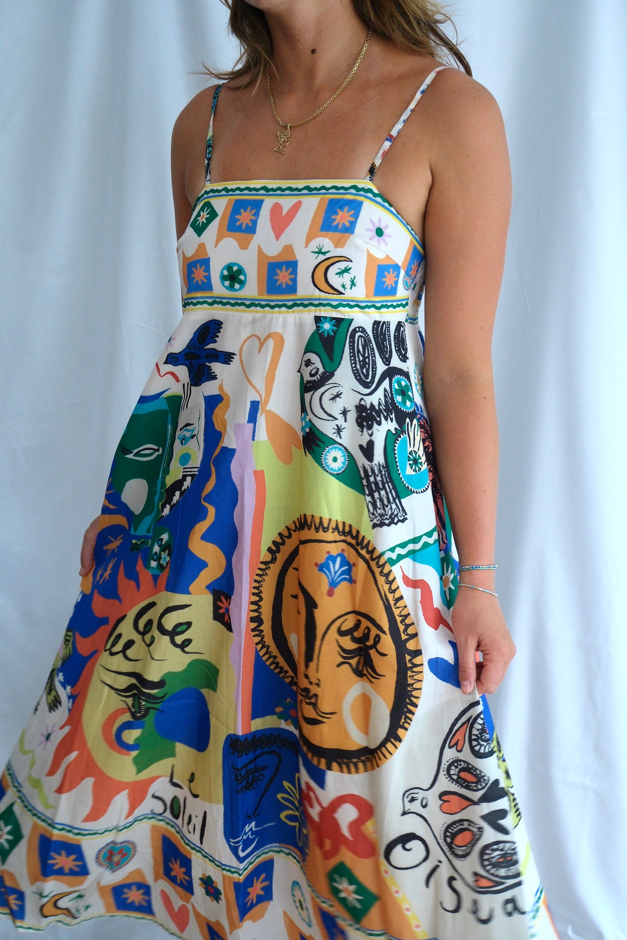 Colorblock Art Print Midi Dress