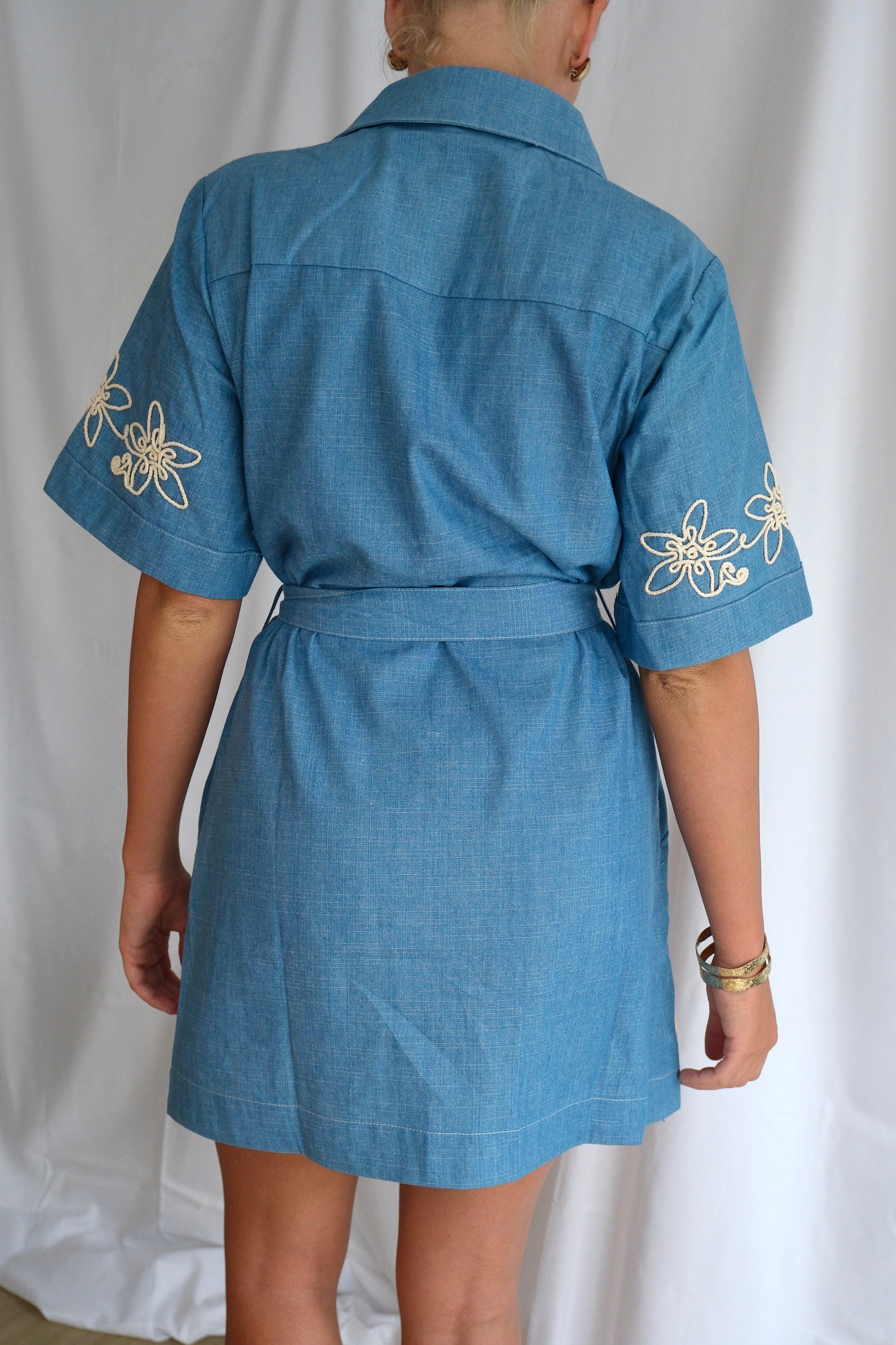 Embroidered Denim Shirt Dress