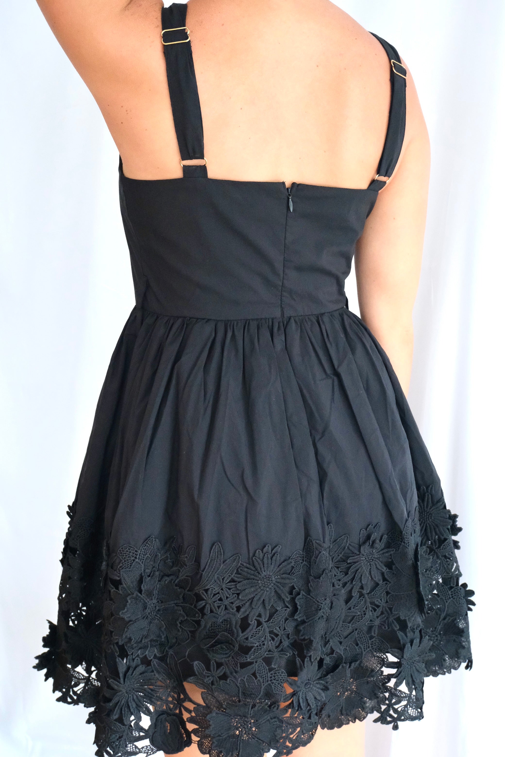 Lace Trim Fit & Flare Mini Dress
