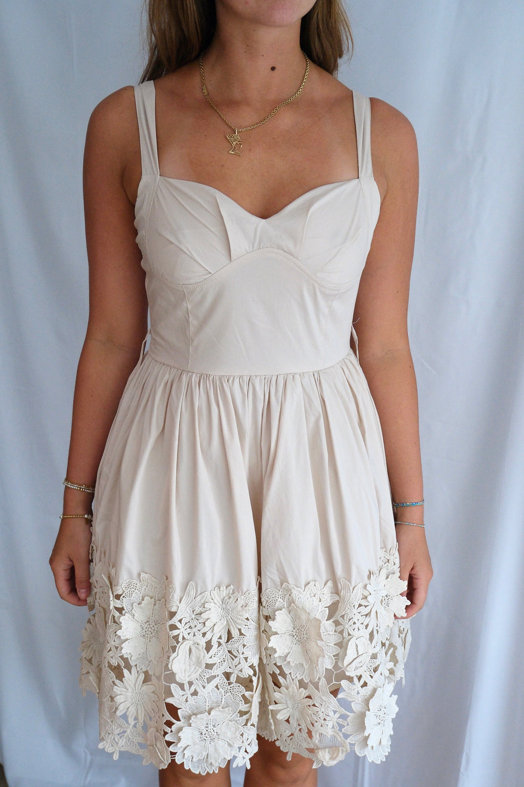 Lace Trim Fit & Flare Mini Dress