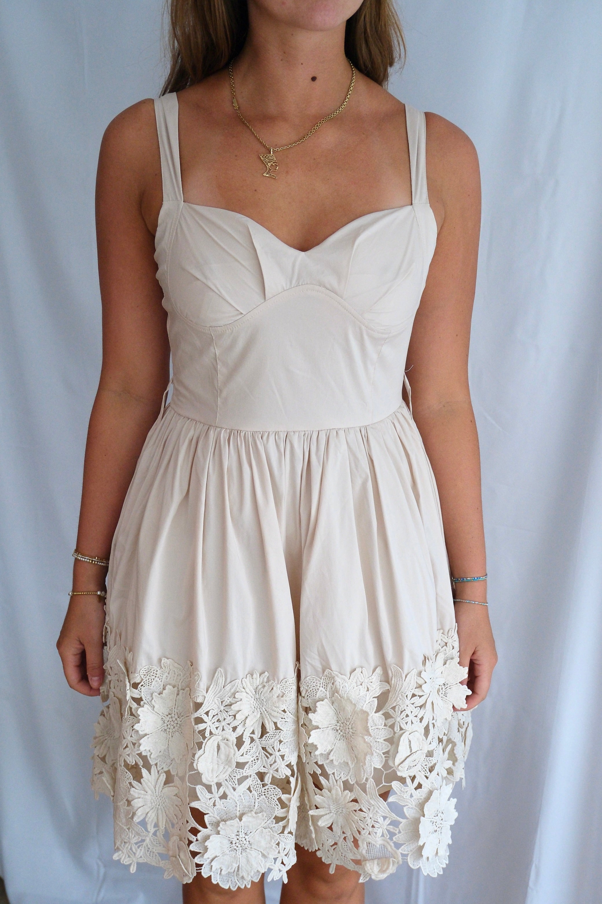 Lace Trim Fit & Flare Mini Dress