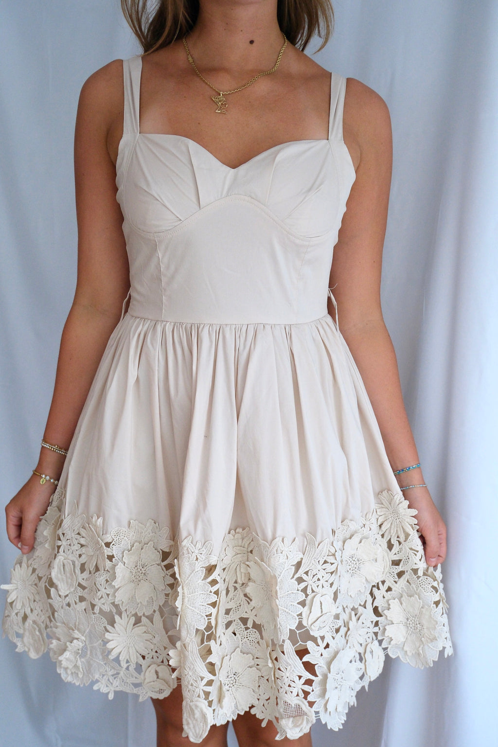Lace Trim Fit & Flare Mini Dress