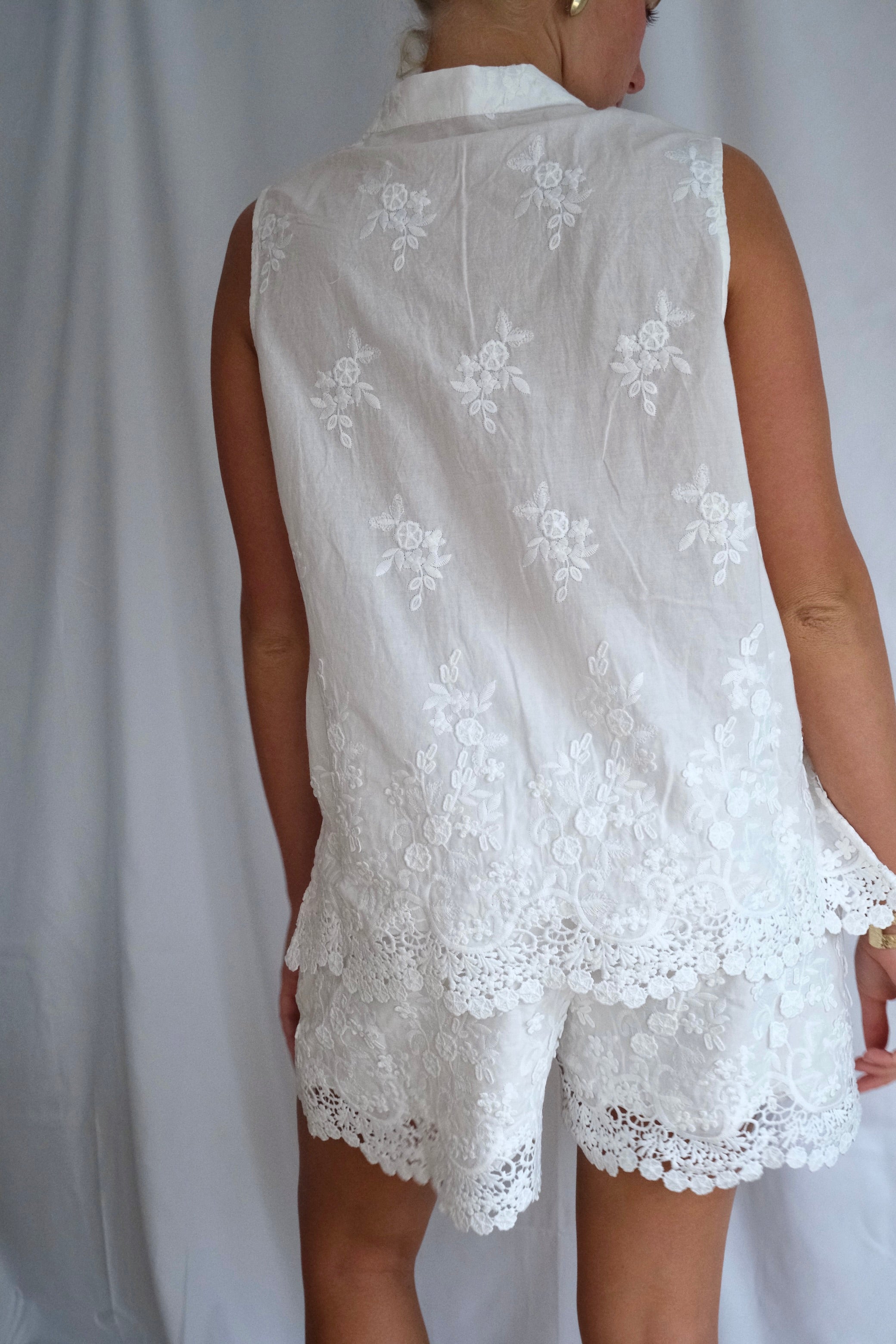 Embroidered Sleeveless Set — Top & Shorts