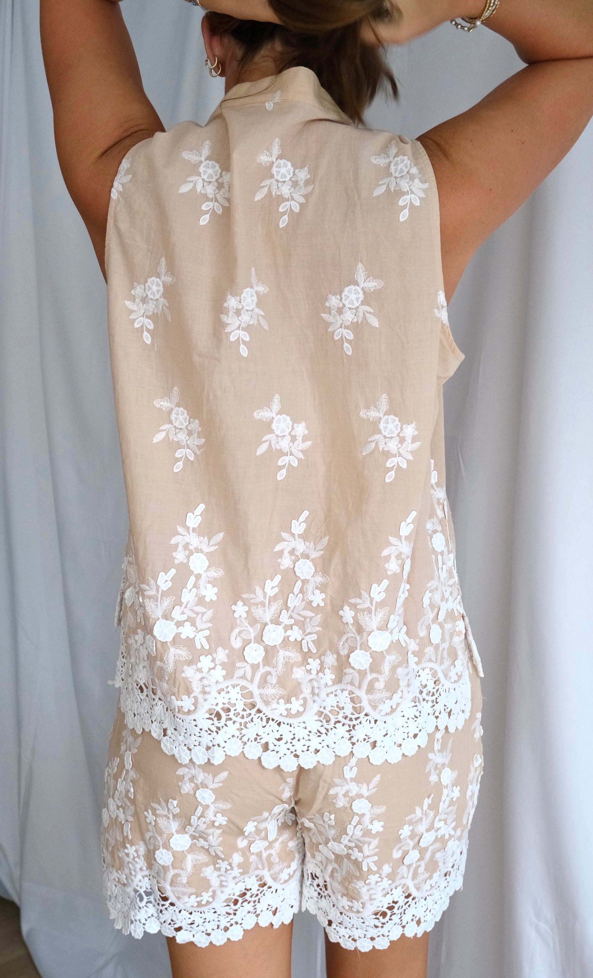 Embroidered Sleeveless Set — Top & Shorts