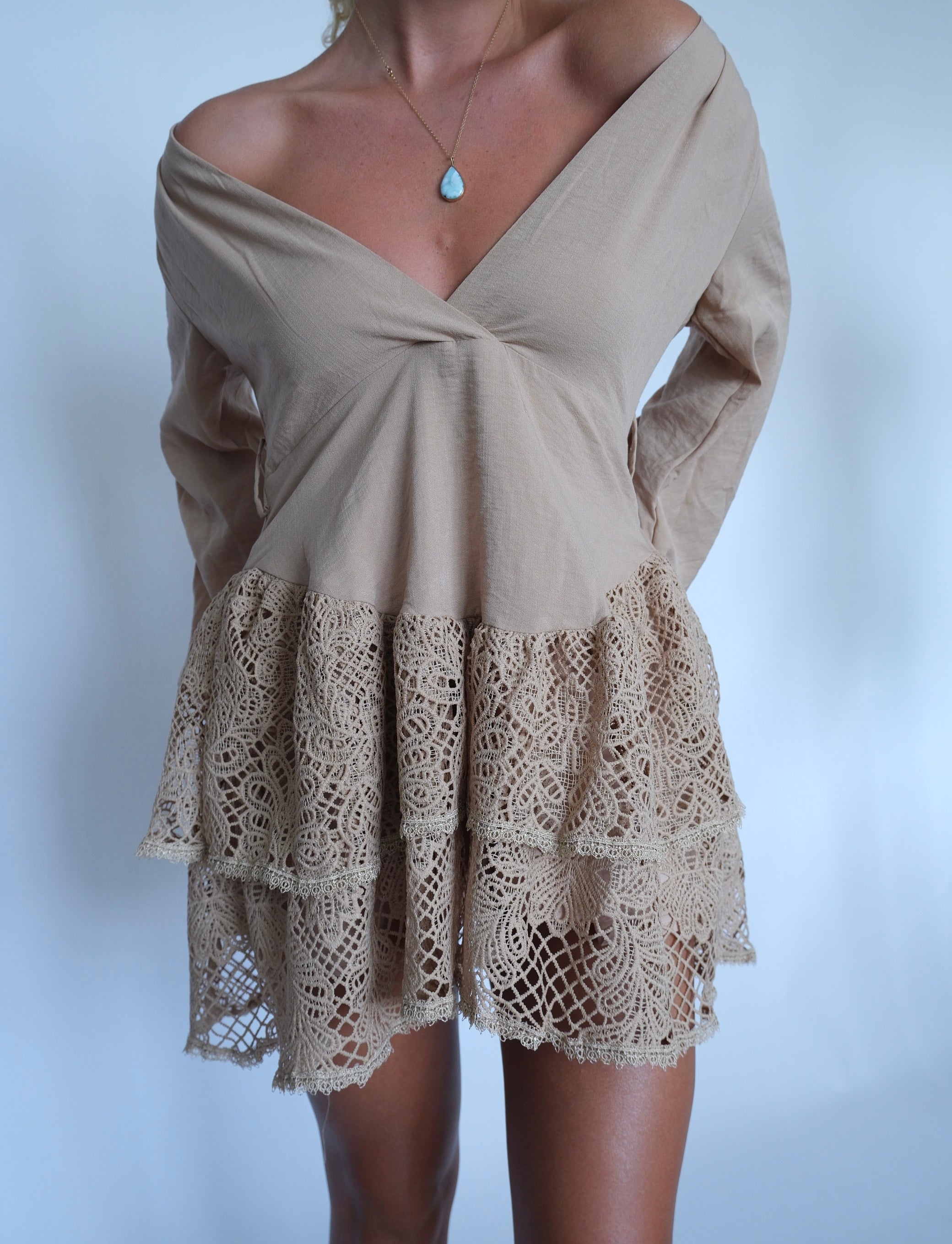 Desert Lace Tiered Mini Dress