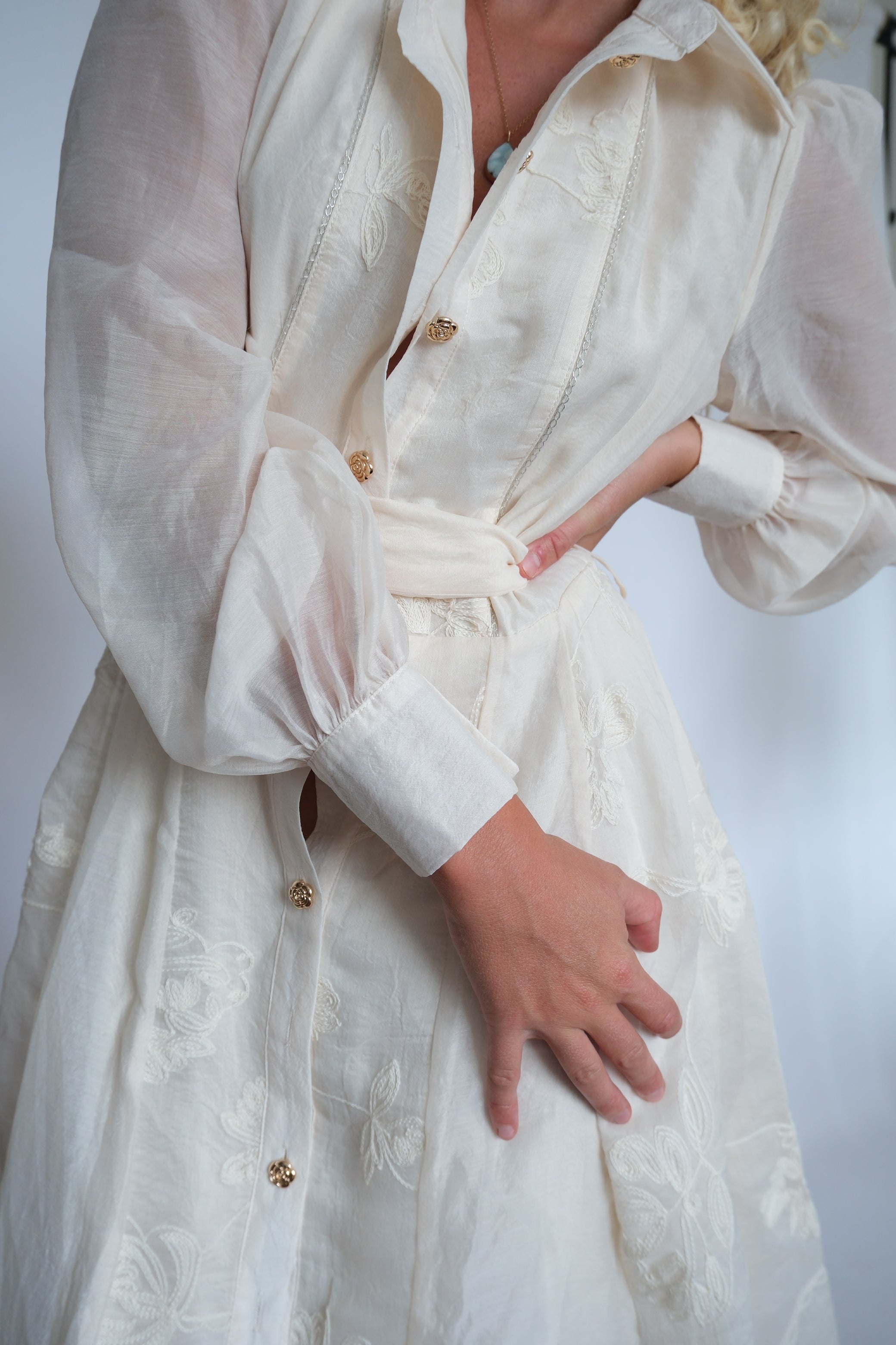 Sheer Elegance Embroidered Midi Dress