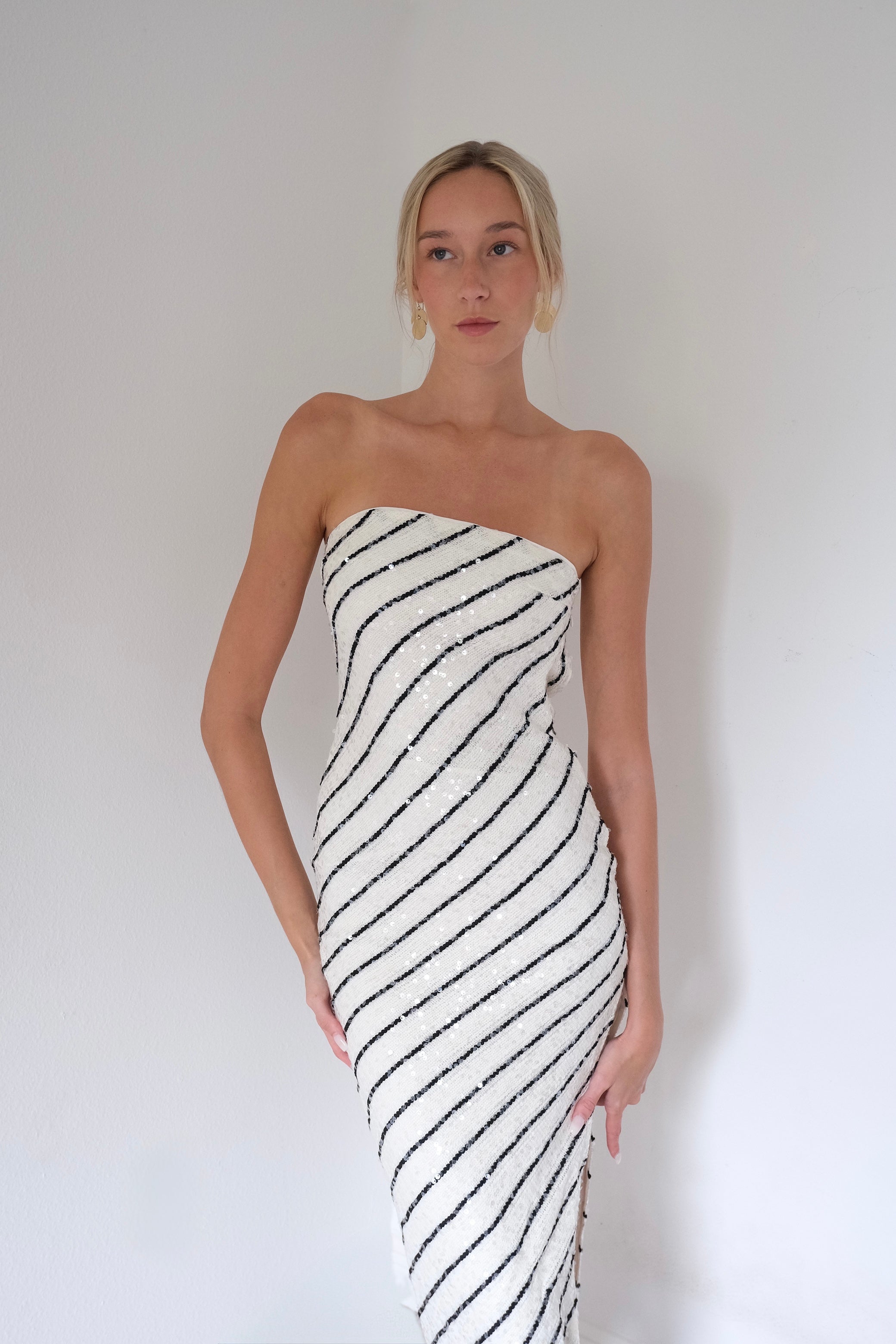 Starlit Elegance Sequin Strapless Gown
