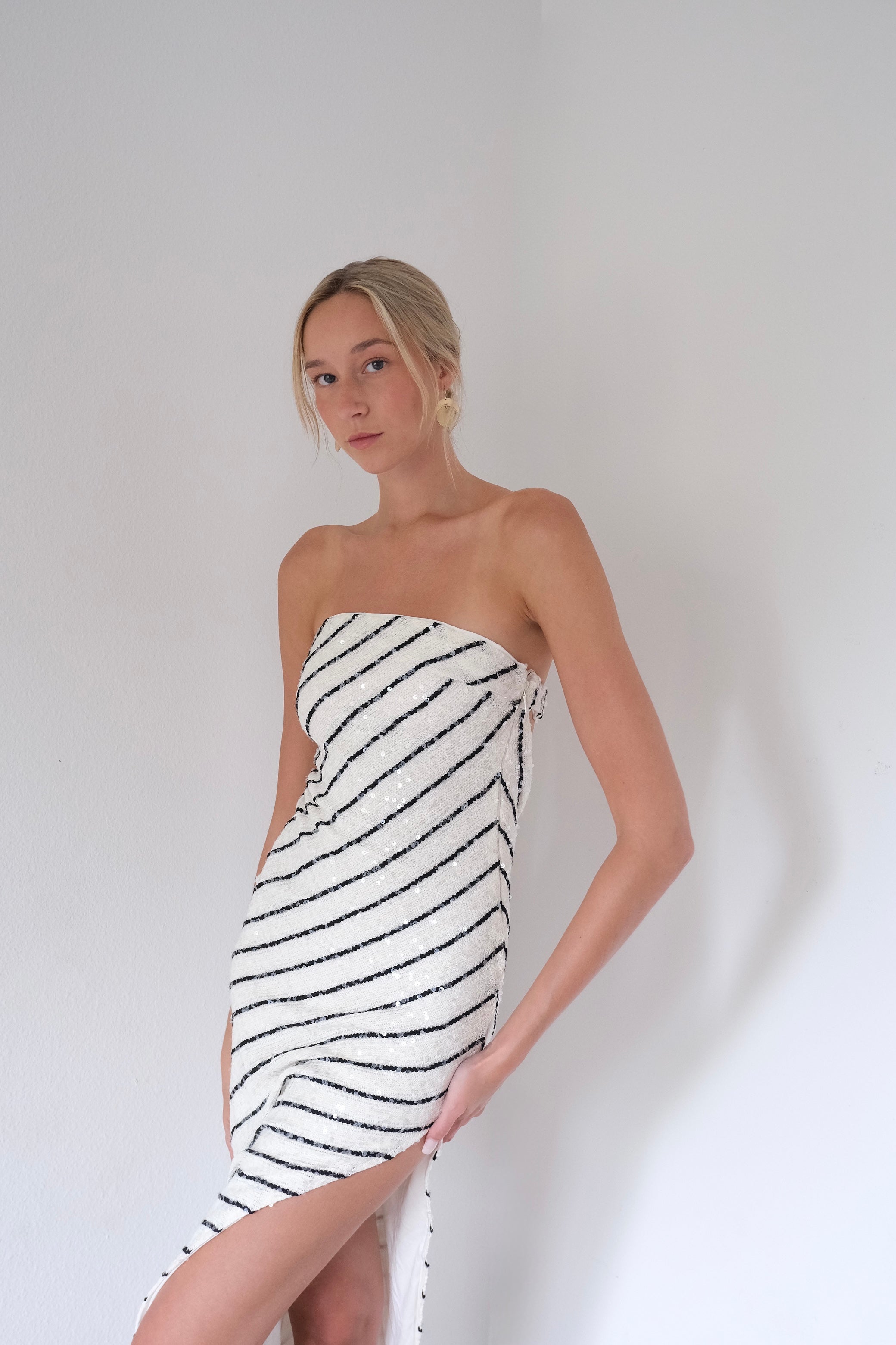 Starlit Elegance Sequin Strapless Gown
